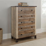 International Furniture Direct - PRAGA 5 DRAWER CHEST - Light Brown Wood - Chests - Additional View 3