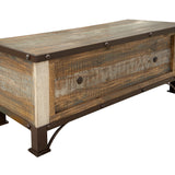 International Furniture Direct - PRAGA TRUNK - Light Brown Wood - Benches