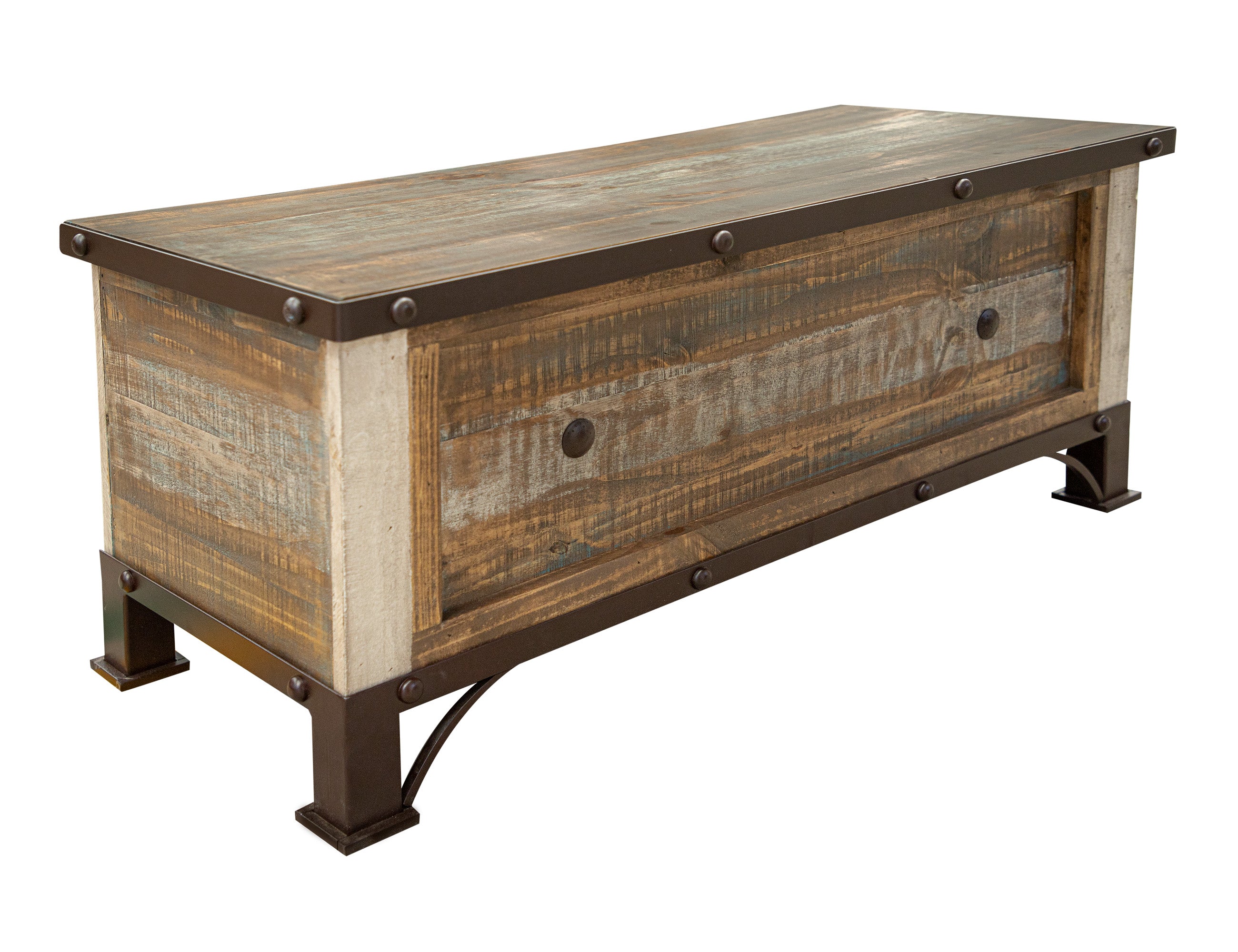 International Furniture Direct - PRAGA TRUNK - Light Brown Wood - Benches