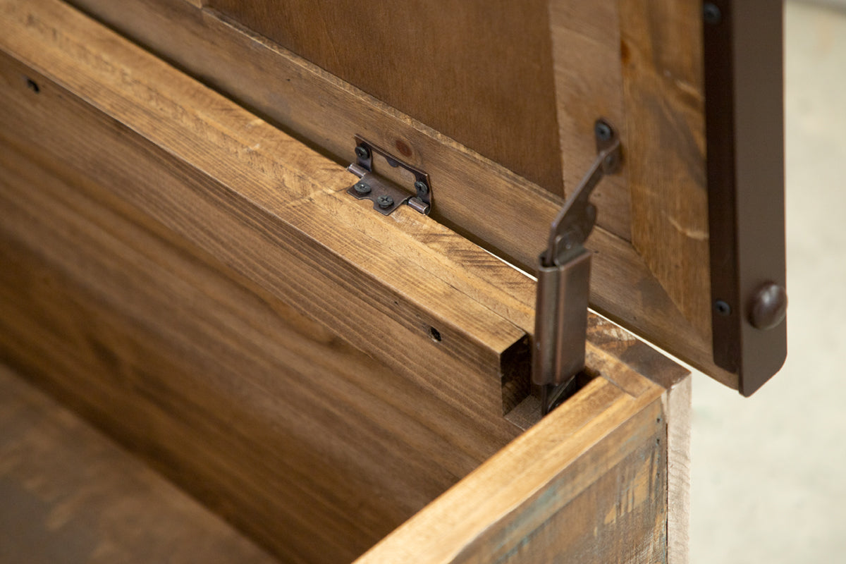 International Furniture Direct - PRAGA TRUNK - Light Brown Wood - Benches - Additional View 2