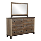 International Furniture Direct - Praga Dresser - Light Brown Wood - Dresser & Mirror