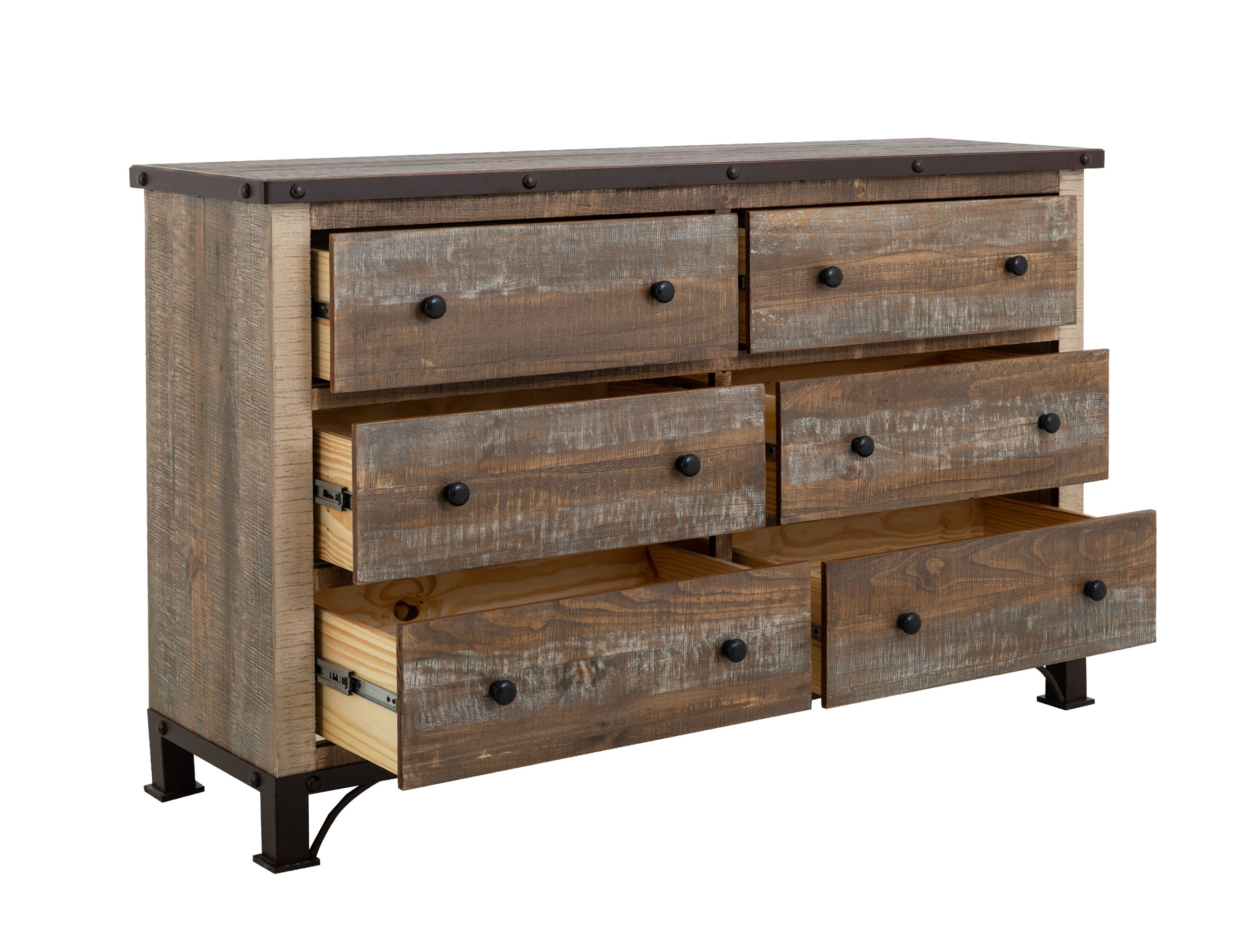 International Furniture Direct - Praga Dresser - Light Brown Wood - Dresser & Mirror - Additional View 2