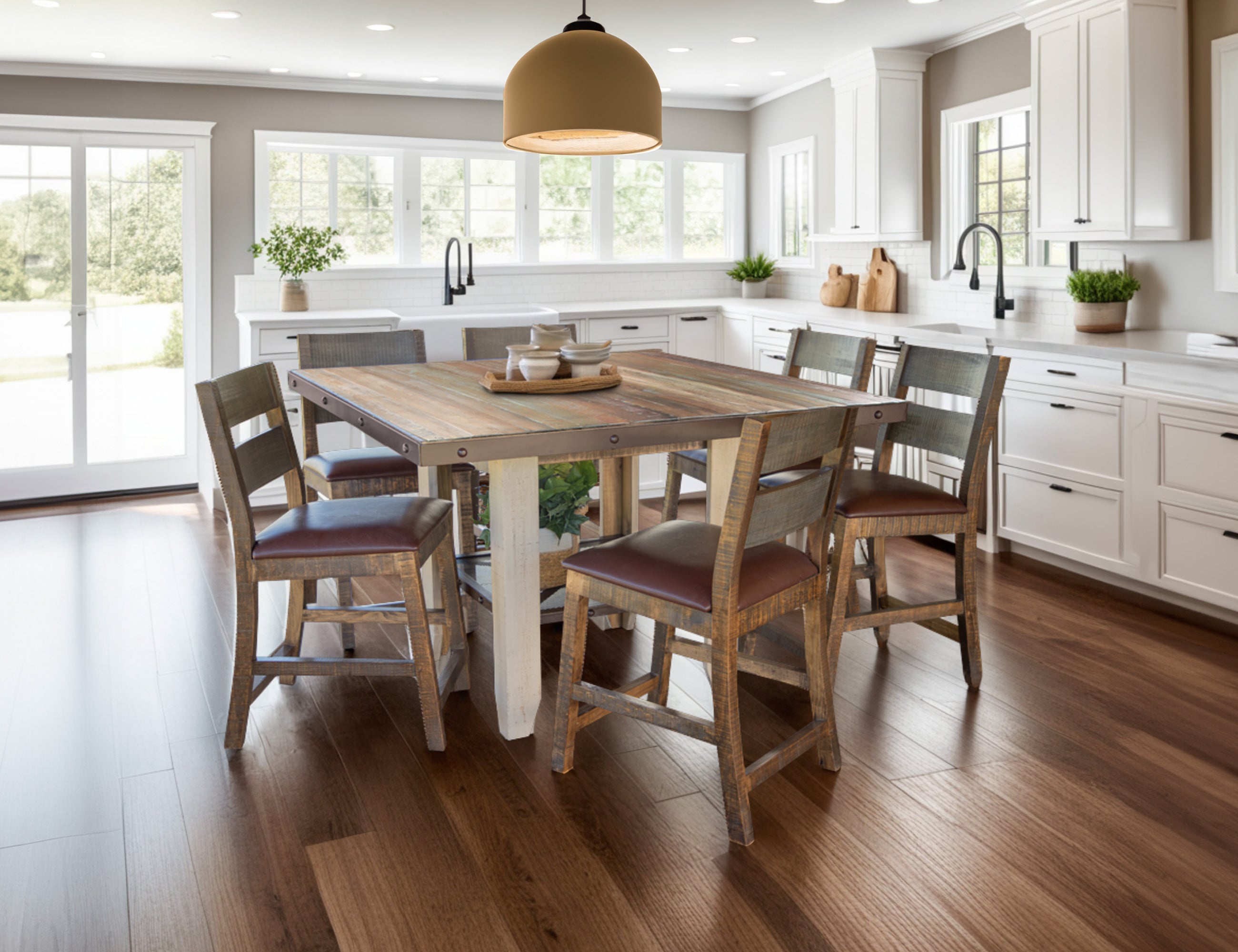 International Furniture Direct - JEFFERSON COUNTER HEIGHT TABLE - Light Brown Wood - Tables - Additional View 1