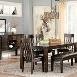 Ashley Furniture - Haddigan 6 Piece Dining Set - Dark Brown Leather Match|Wood - Dining Room Sets