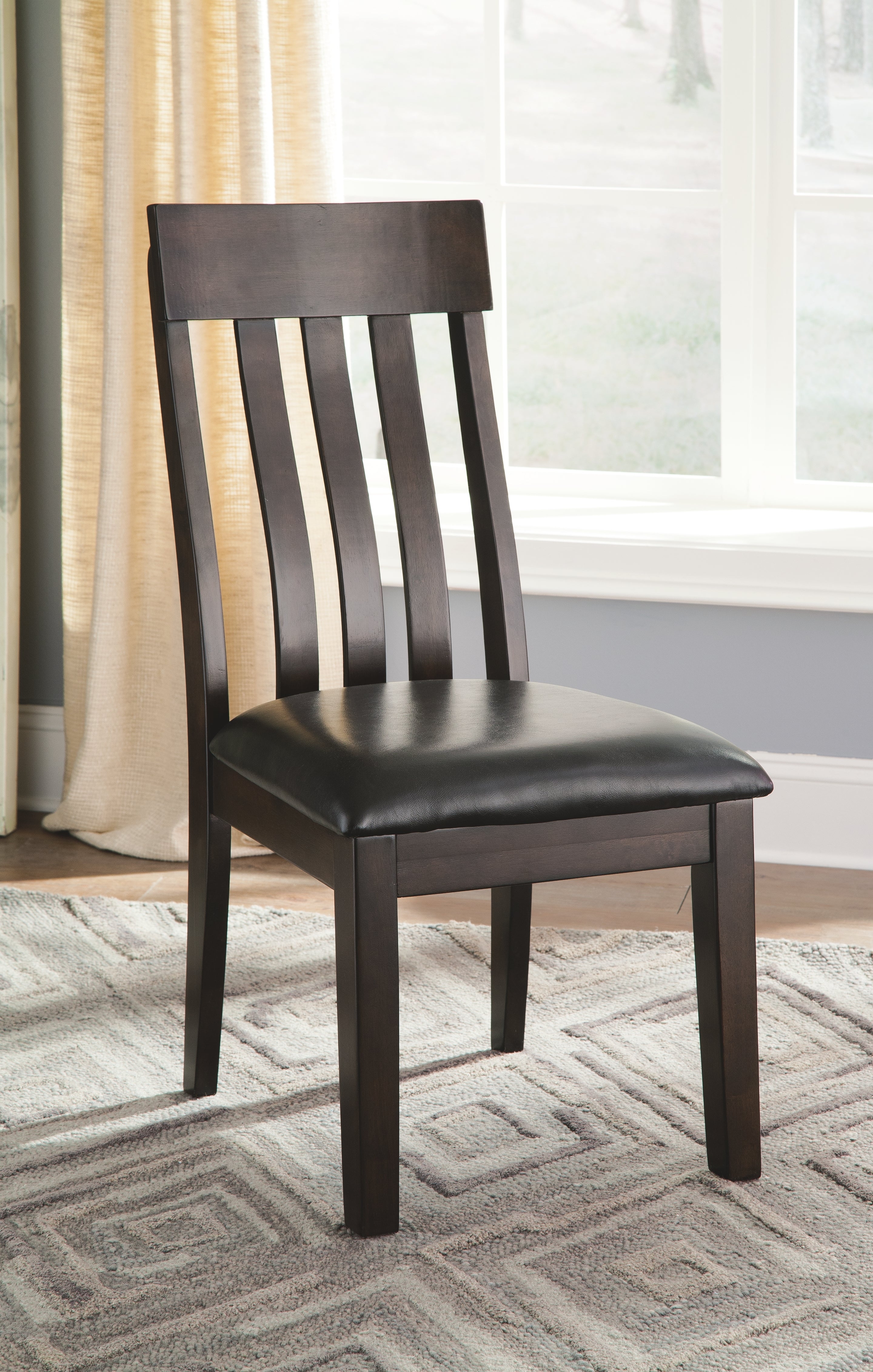 Ashley Furniture - Haddigan 6 Piece Dining Set - Dark Brown Leather Match|Wood - Dining Room Sets - Additional View 1