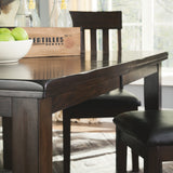 Ashley Furniture - Haddigan 6 Piece Dining Set - Dark Brown Leather Match|Wood - Dining Room Sets - Additional View 2