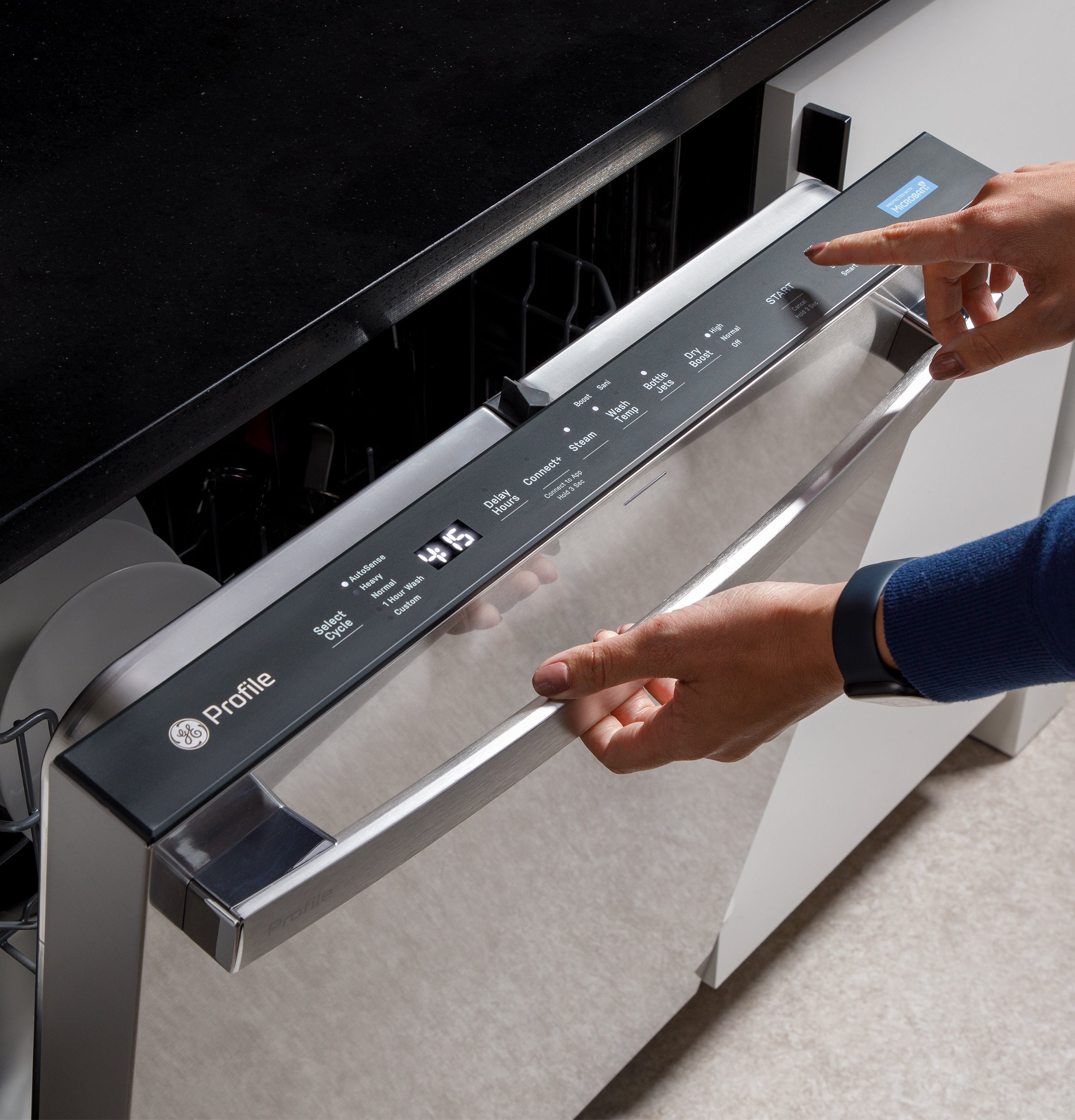 GE STAINLESS PROFILE TOP CONTROL DISHWASHER - Pearl Silver - Dishwashers - Additional View 11