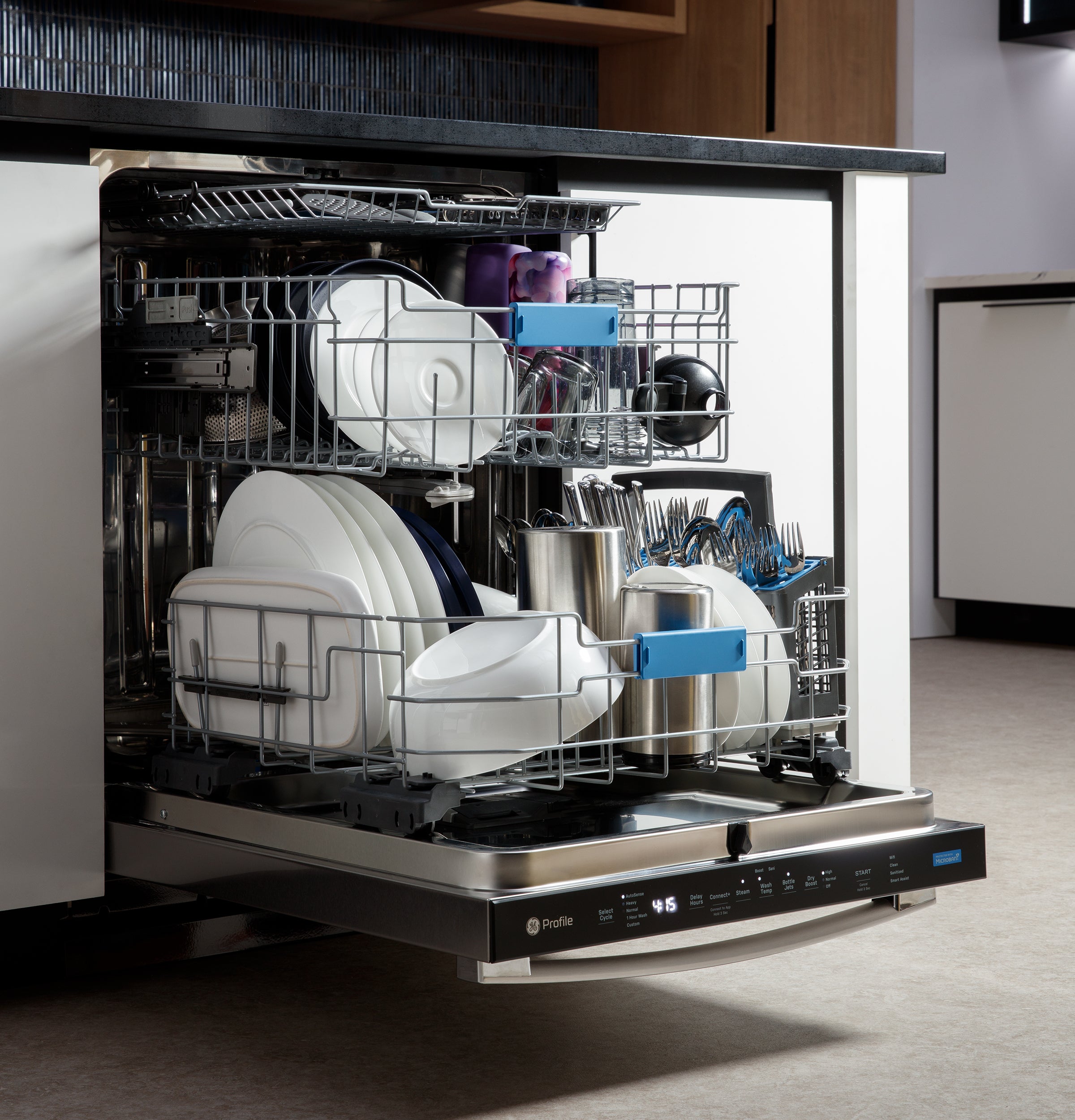 GE STAINLESS PROFILE TOP CONTROL DISHWASHER - Pearl Silver - Dishwashers - Additional View 24