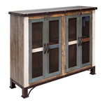 International Furniture Direct - ANTIQUE 4 DOOR CONSOLE - Light Brown Wood|Iron - Tables - Additional View 1