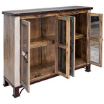 International Furniture Direct - ANTIQUE 4 DOOR CONSOLE - Light Brown Wood|Iron - Tables - Additional View 2