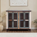 International Furniture Direct - ANTIQUE 4 DOOR CONSOLE - Light Brown Wood|Iron - Tables - Additional View 3