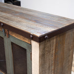 International Furniture Direct - ANTIQUE 4 DOOR CONSOLE - Light Brown Wood|Iron - Tables - Additional View 4