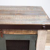 International Furniture Direct - ANTIQUE 4 DOOR CONSOLE - Light Brown Wood|Iron - Tables - Additional View 5