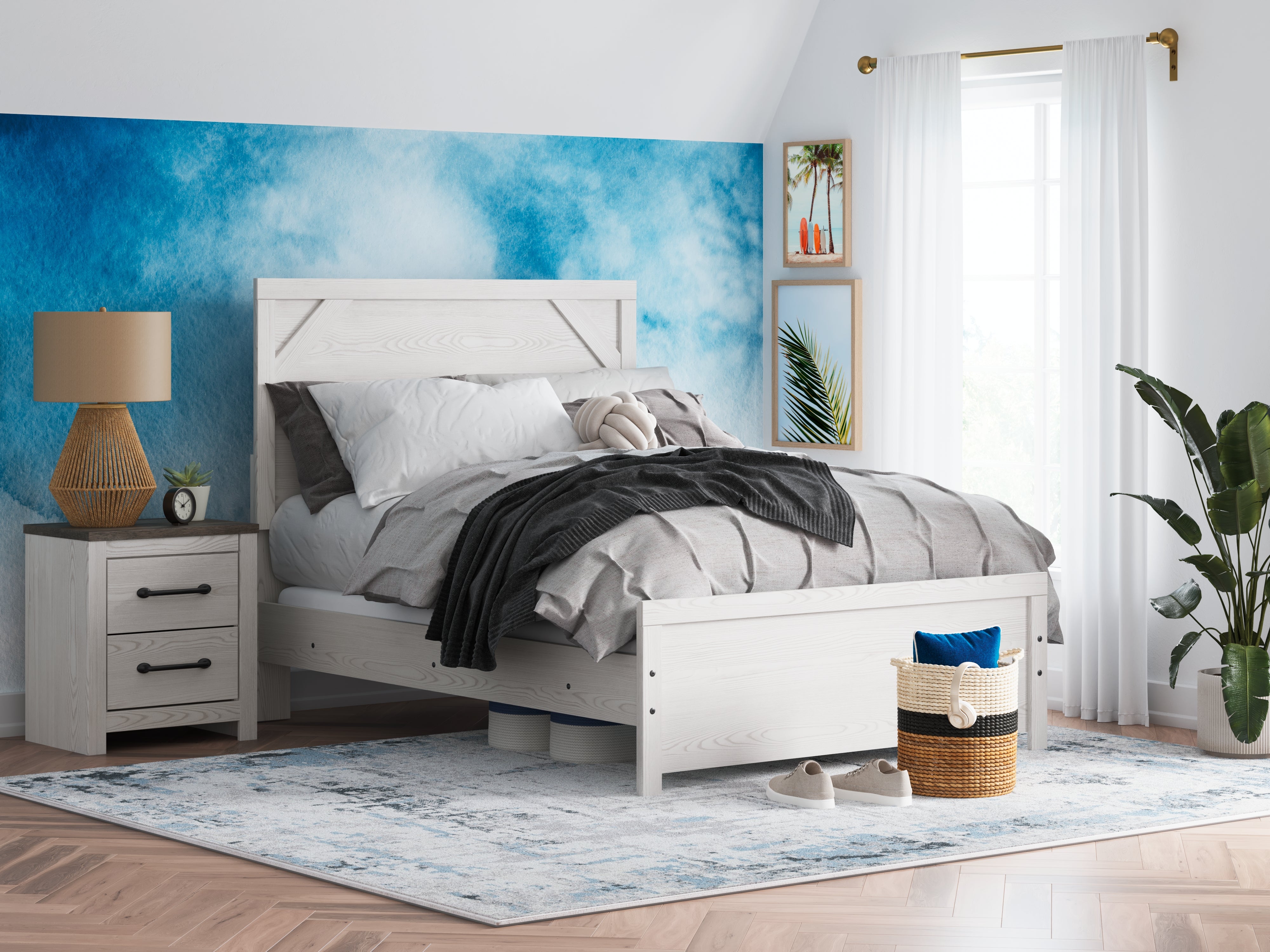 Ashley Furniture - GERRIDAN FULL PANEL BED - White Wood - Beds - Additional View 2