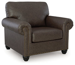 Ashley Furniture - ROXMERE UMBER CHAIR - Dark Brown Faux Leather - Chairs