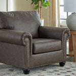 Ashley Furniture - ROXMERE UMBER CHAIR - Dark Brown Faux Leather - Chairs - Additional View 1