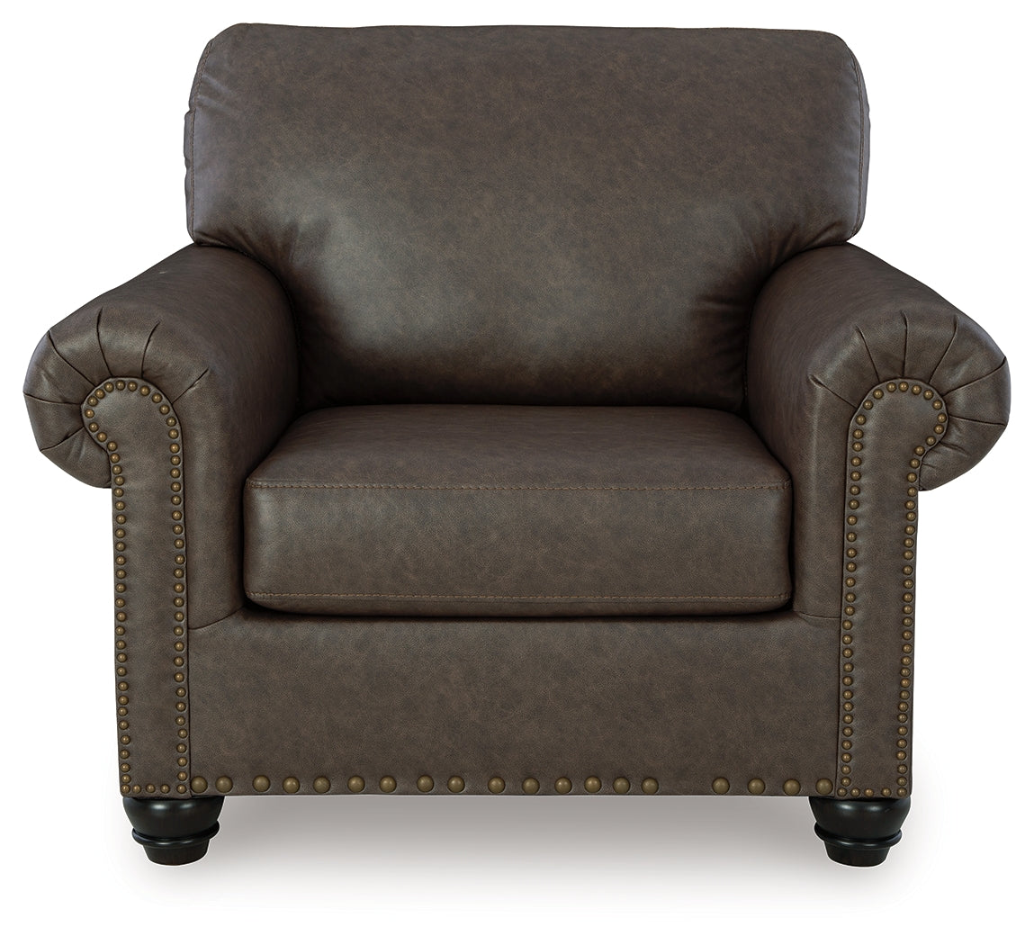 Ashley Furniture - ROXMERE UMBER CHAIR - Dark Brown Faux Leather - Chairs - Additional View 2