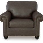 Ashley Furniture - ROXMERE UMBER CHAIR - Dark Brown Faux Leather - Chairs - Additional View 2