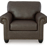 Ashley Furniture - ROXMERE UMBER CHAIR - Dark Brown Faux Leather - Chairs - Additional View 2