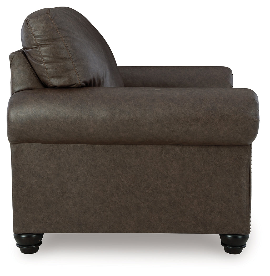 Ashley Furniture - ROXMERE UMBER CHAIR - Dark Brown Faux Leather - Chairs - Additional View 3