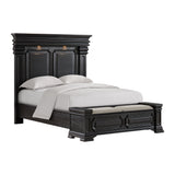Elements International - KINGS COURT BLACK QUEEN BED - Wood - Beds