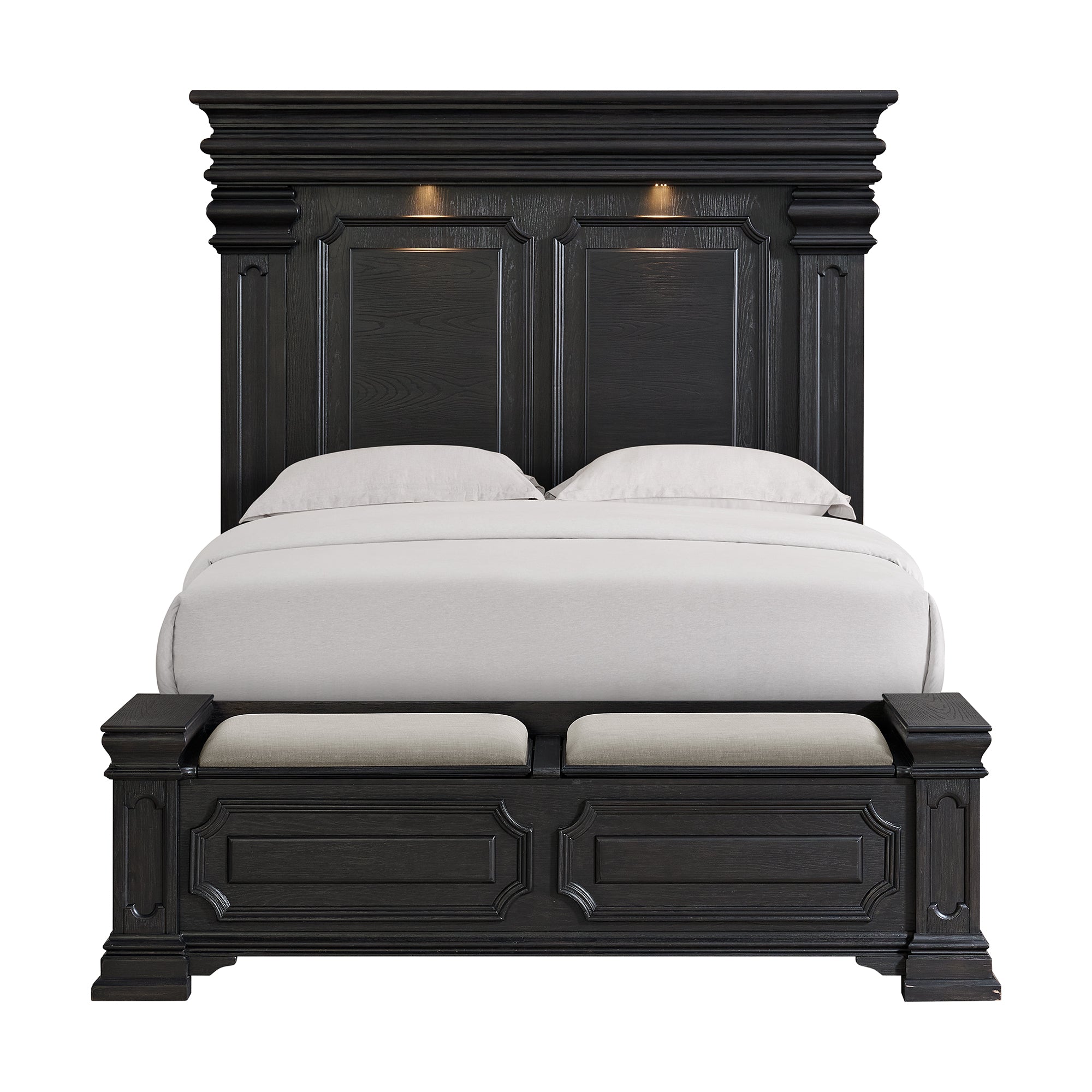 Elements International - KINGS COURT BLACK QUEEN BED - Wood - Beds - Additional View 8