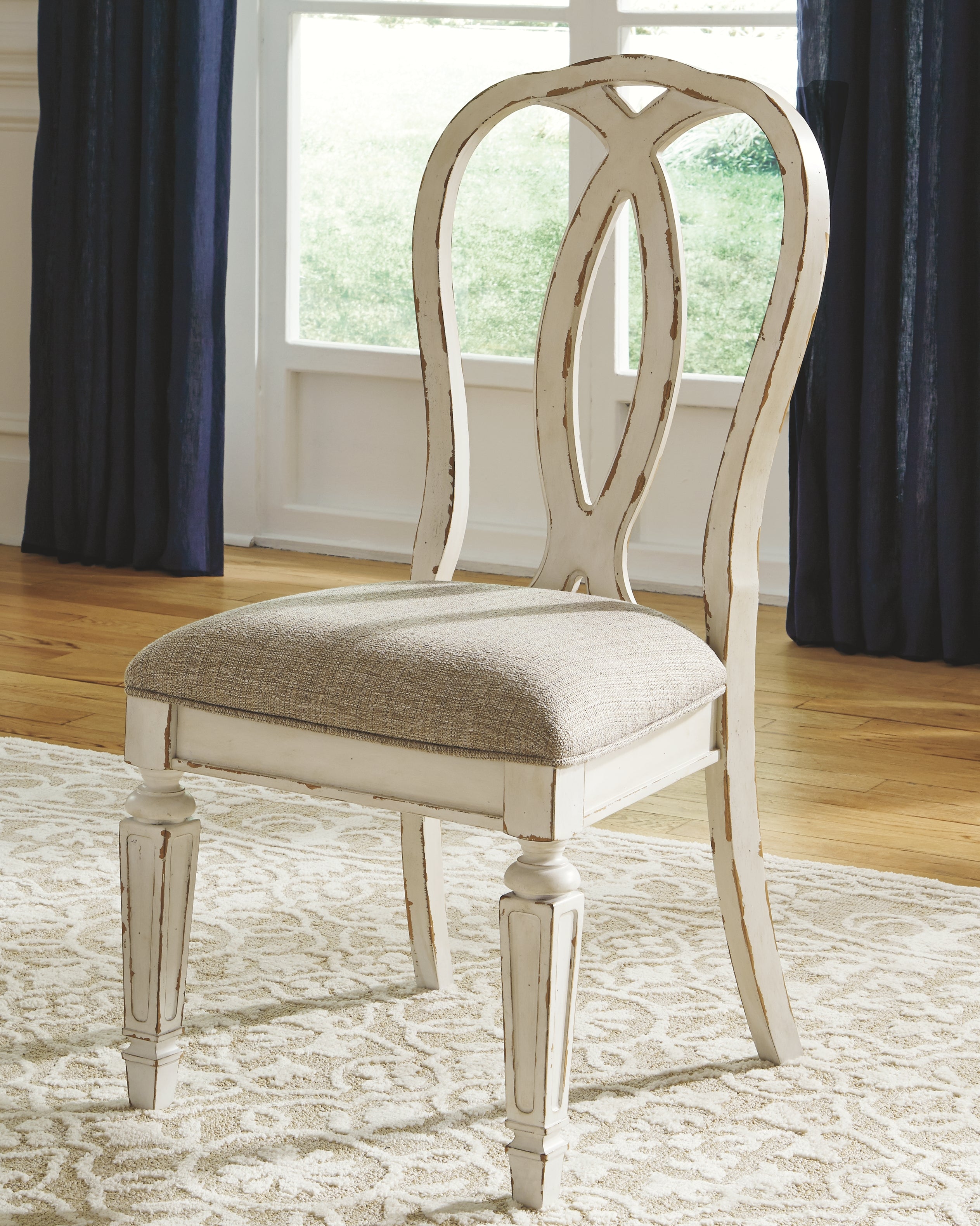 Ashley Furniture - Realyn Ribbonback Side Chair - White Fabric|Wood - Chairs - Additional View 1
