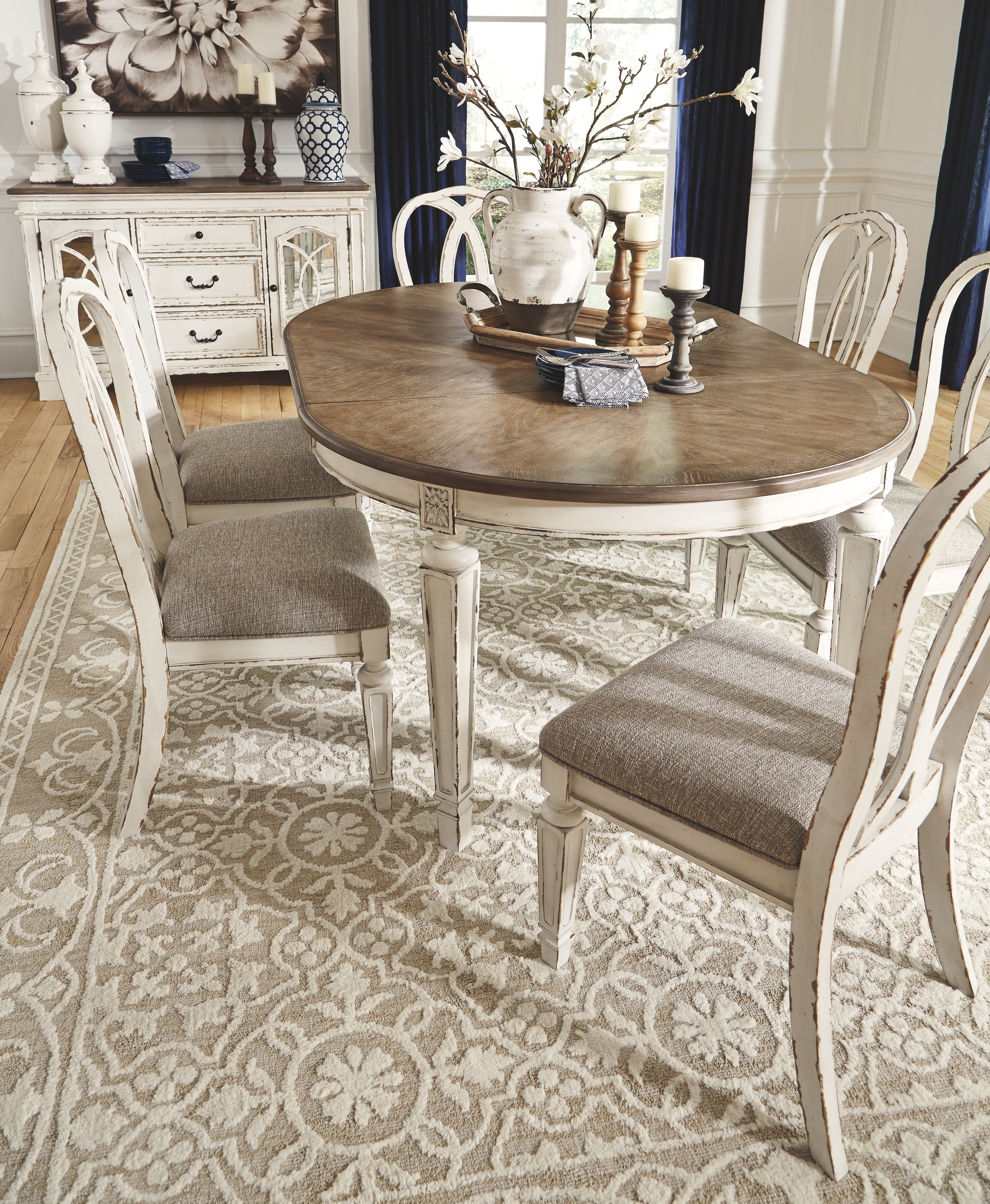Ashley Furniture - Realyn Ribbonback Side Chair - White Fabric|Wood - Chairs - Additional View 7