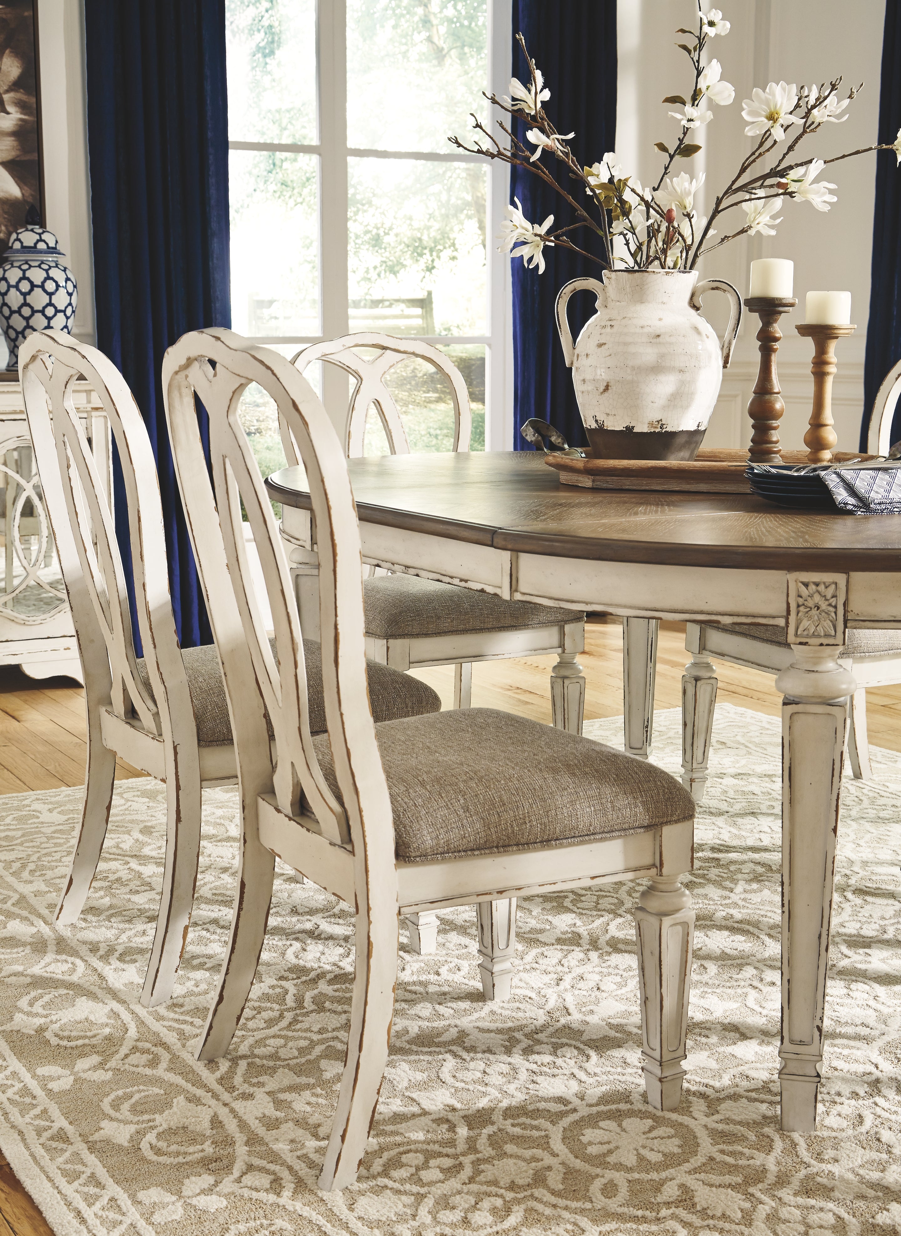 Ashley Furniture - Realyn Ribbonback Side Chair - White Fabric|Wood - Chairs - Additional View 8