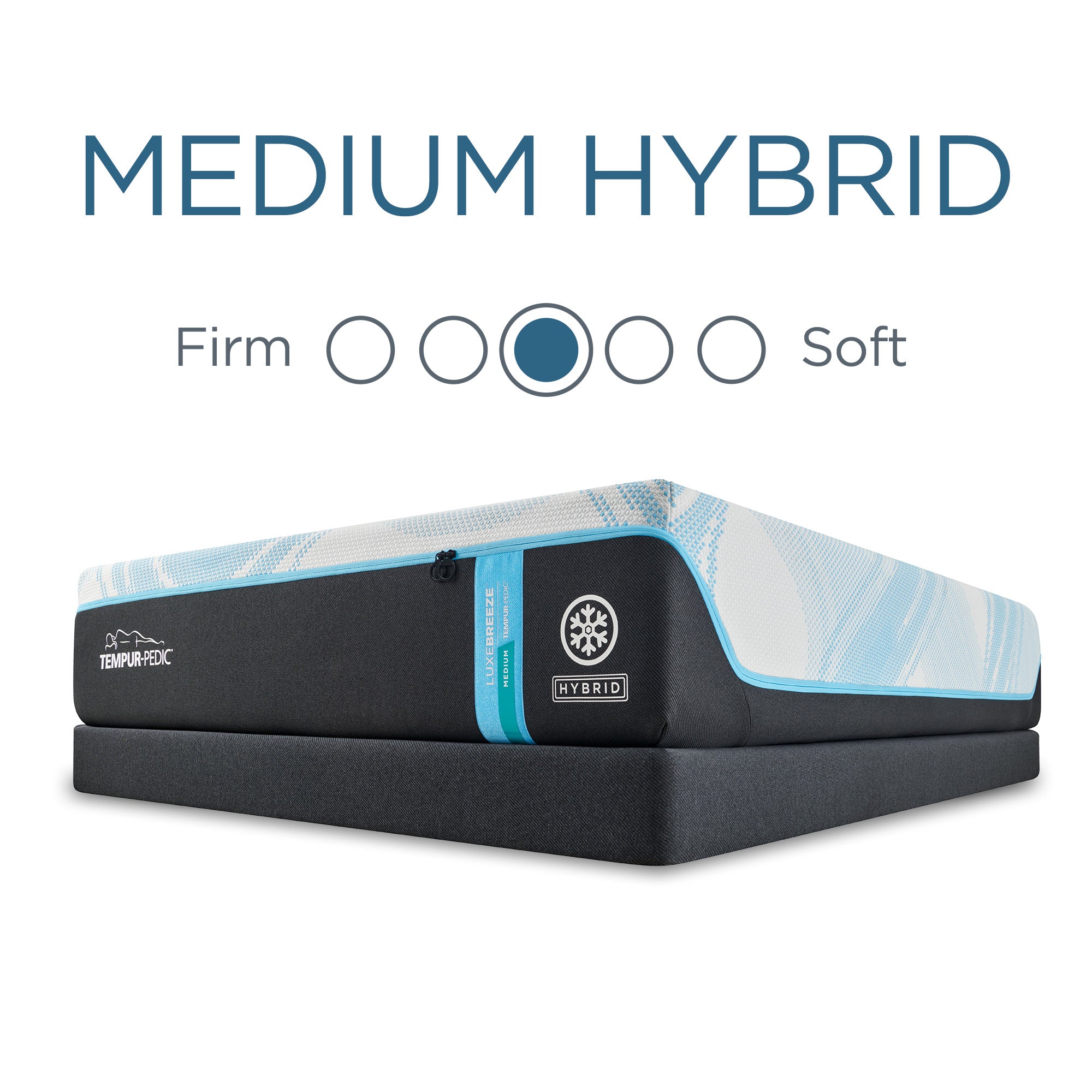 Tempur Sealy - LUXE BREEZE 2.0 MEDIUM HYBRID KING MATTRESS - Black|White Fabric - Mattresses
