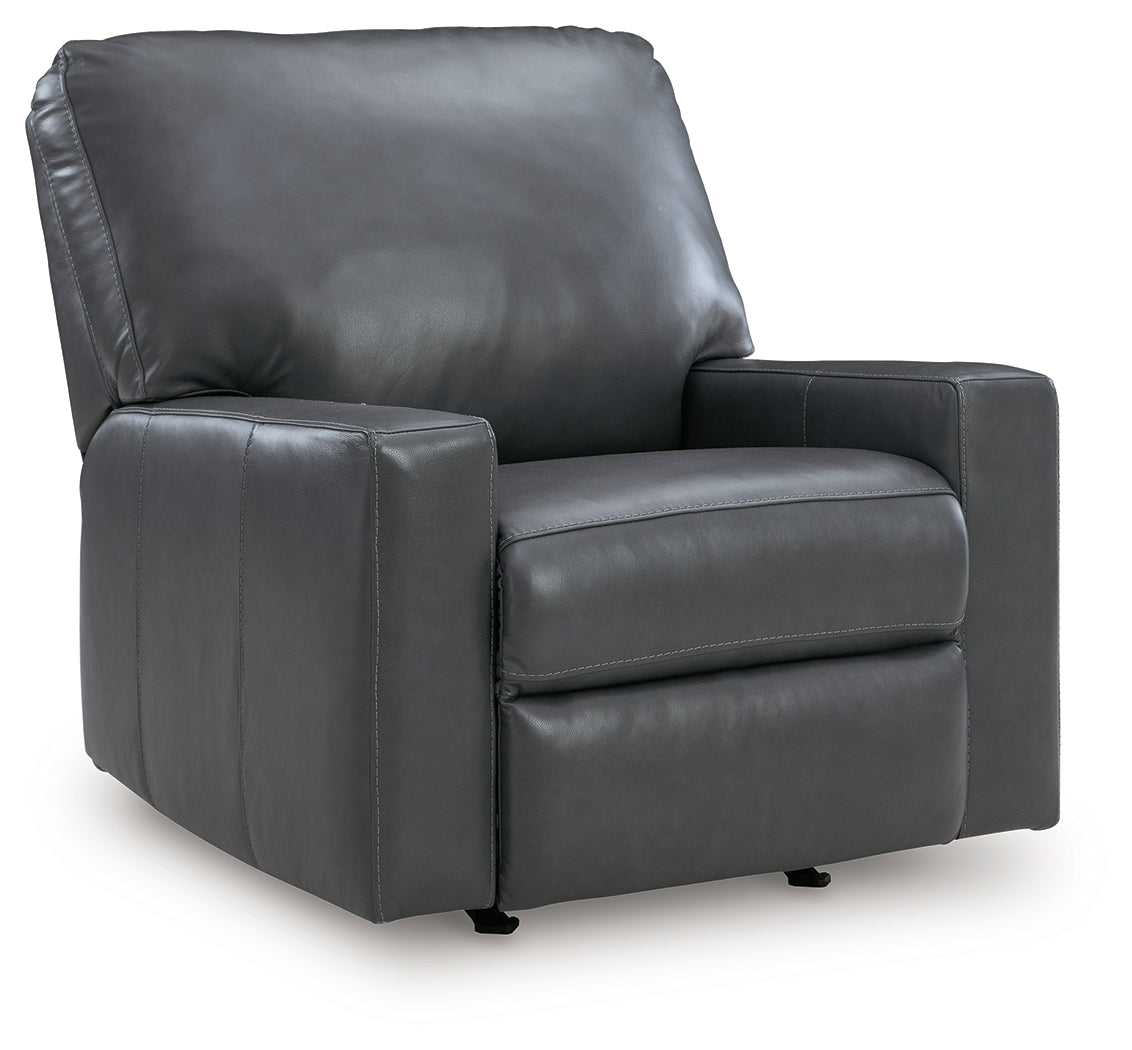 Ashley Furniture - BOLSENA ADMIRAL LEATHER RECLINER - Blue Leather Match - Recliners