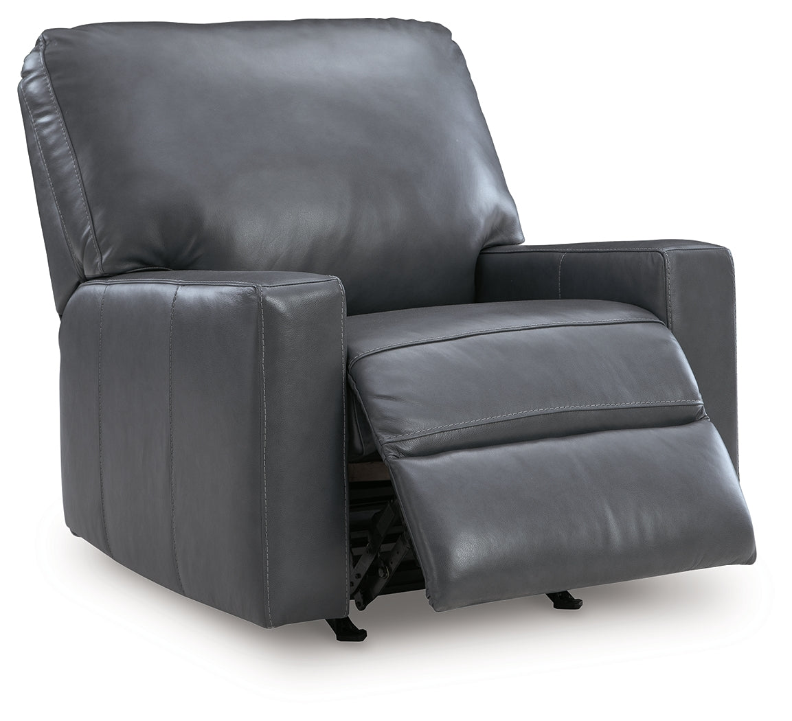 Ashley Furniture - BOLSENA ADMIRAL LEATHER RECLINER - Blue Leather Match - Recliners - Additional View 2
