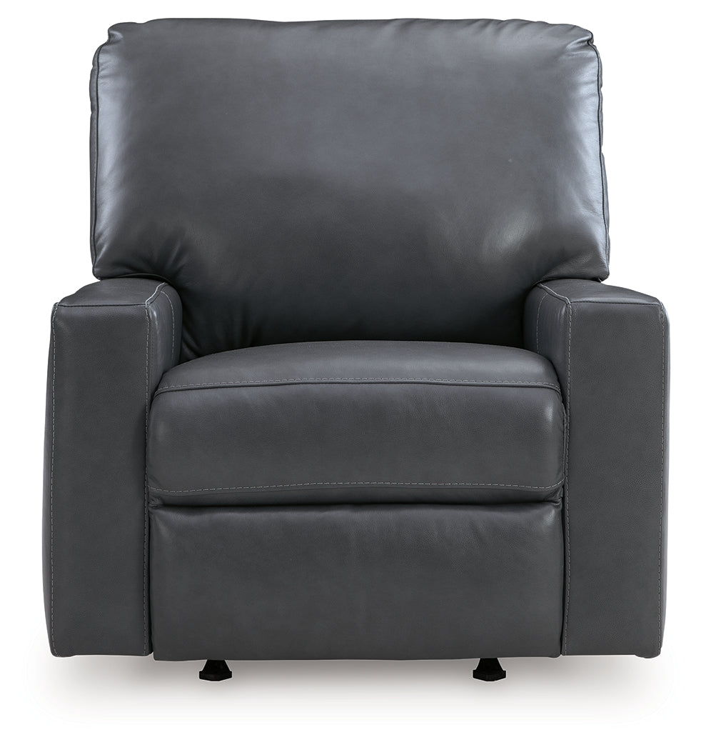 Ashley Furniture - BOLSENA ADMIRAL LEATHER RECLINER - Blue Leather Match - Recliners - Additional View 3