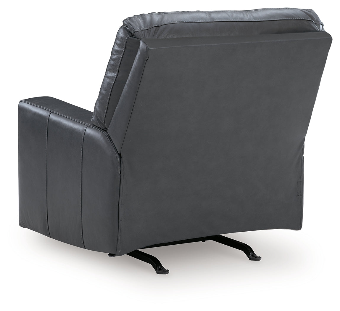 Ashley Furniture - BOLSENA ADMIRAL LEATHER RECLINER - Blue Leather Match - Recliners - Additional View 4