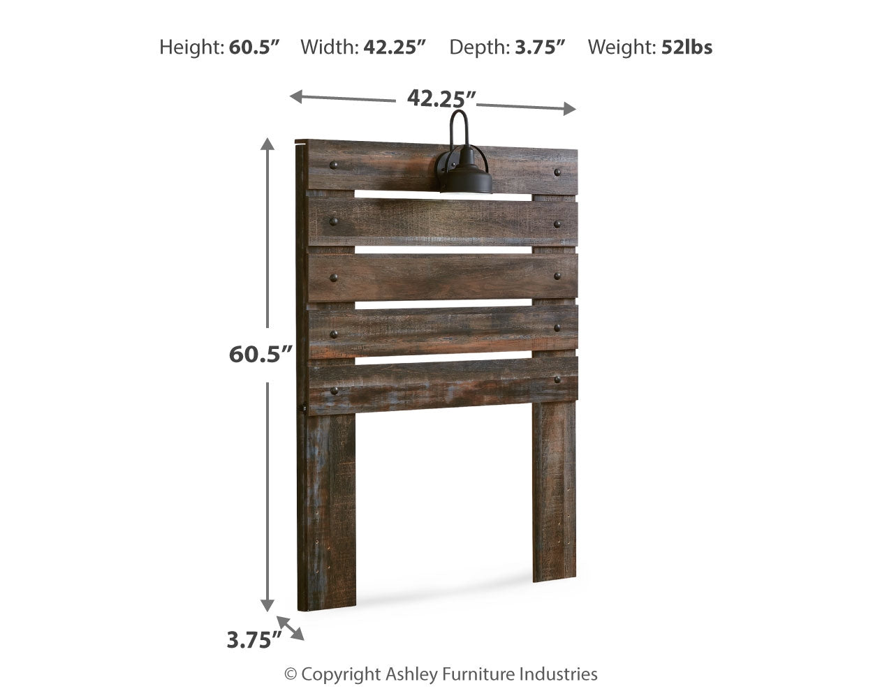 Ashley Furniture - DRYSTAN TWIN PANEL HEADBOARD - Beige Wood - Headboards - Additional View 5