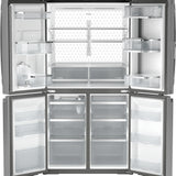GE PROFILE FINGREPRINT RESISTANT STAINLESS STEEL 28.4CU QUAD DOOR REFRIGERATOR - Pearl Silver - Refrigerators - Additional View 1