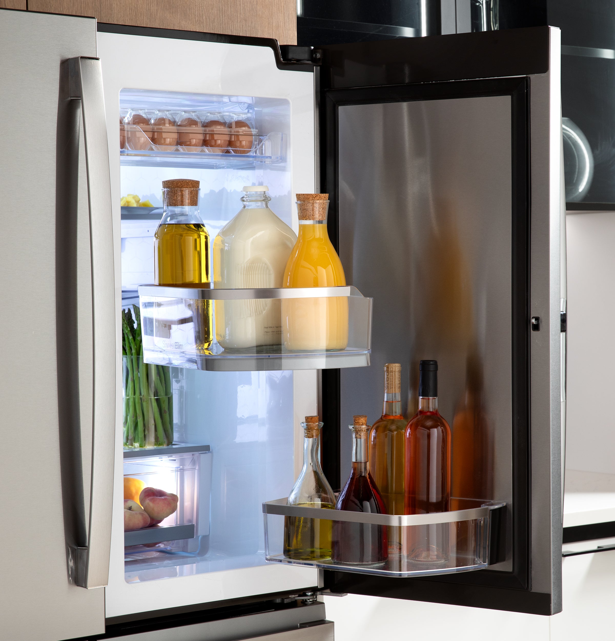 GE PROFILE FINGREPRINT RESISTANT STAINLESS STEEL 28.4CU QUAD DOOR REFRIGERATOR - Pearl Silver - Refrigerators - Additional View 3