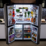 GE PROFILE FINGREPRINT RESISTANT STAINLESS STEEL 28.4CU QUAD DOOR REFRIGERATOR - Pearl Silver - Refrigerators - Additional View 5