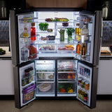 GE PROFILE FINGREPRINT RESISTANT STAINLESS STEEL 28.4CU QUAD DOOR REFRIGERATOR - Pearl Silver - Refrigerators - Additional View 5