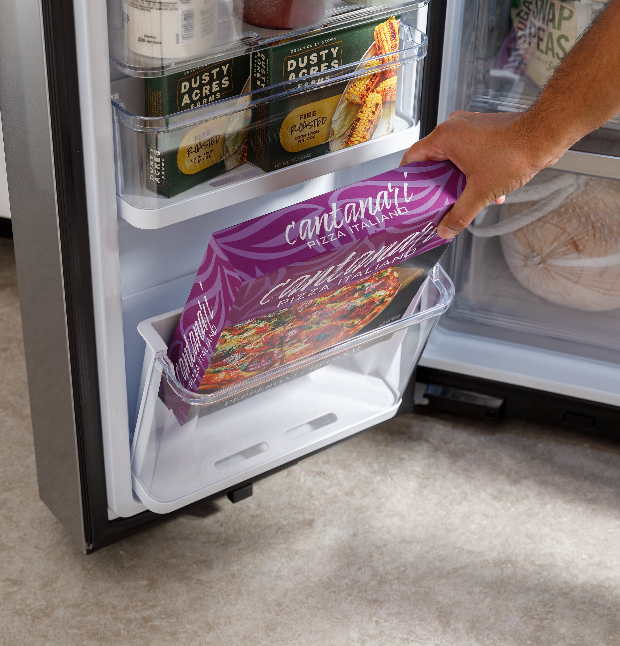 GE PROFILE FINGREPRINT RESISTANT STAINLESS STEEL 28.4CU QUAD DOOR REFRIGERATOR - Pearl Silver - Refrigerators - Additional View 8