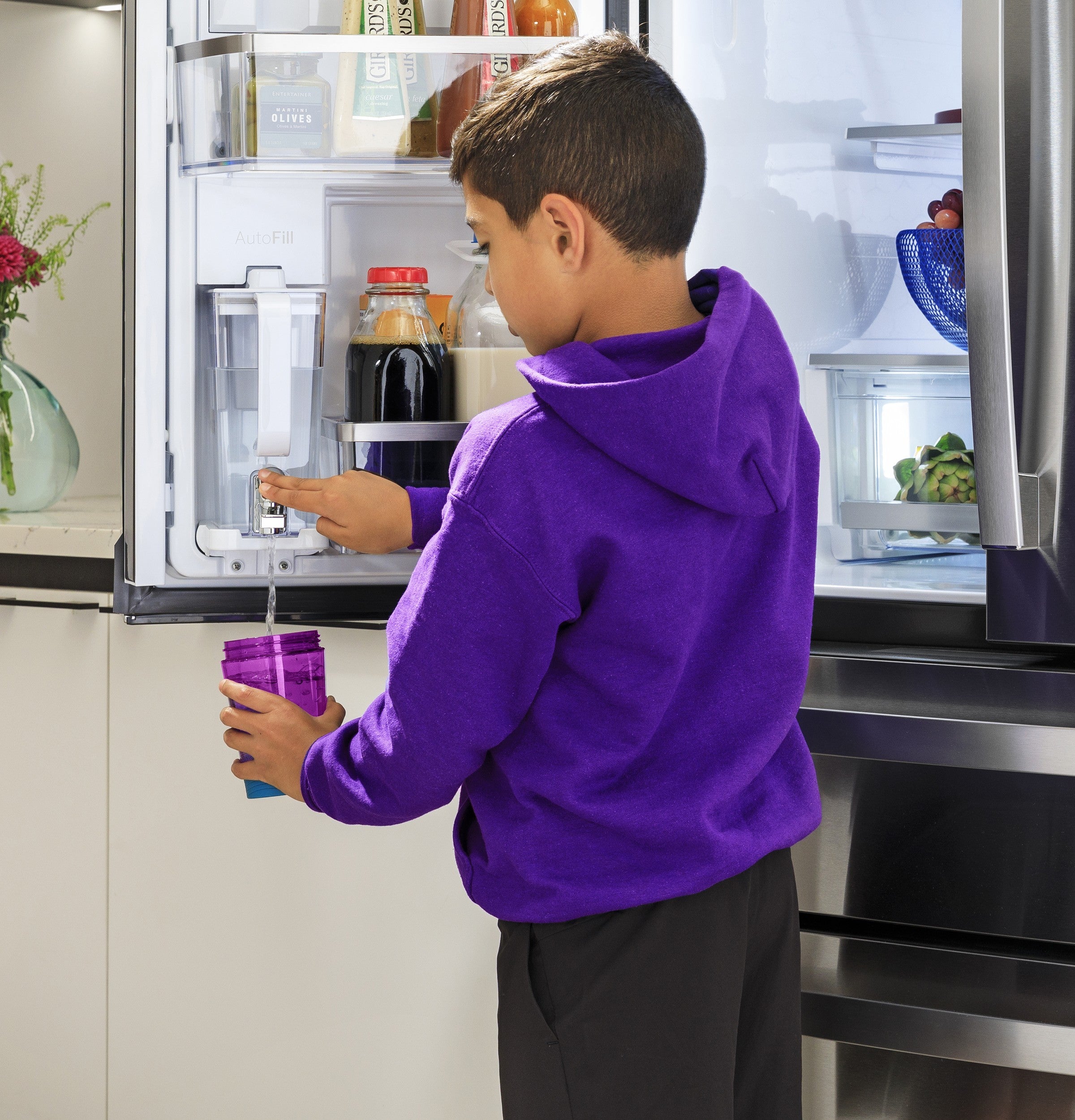 GE PROFILE FINGREPRINT RESISTANT STAINLESS STEEL 28.4CU QUAD DOOR REFRIGERATOR - Pearl Silver - Refrigerators - Additional View 16