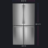 GE PROFILE FINGREPRINT RESISTANT STAINLESS STEEL 28.4CU QUAD DOOR REFRIGERATOR - Pearl Silver - Refrigerators - Additional View 20