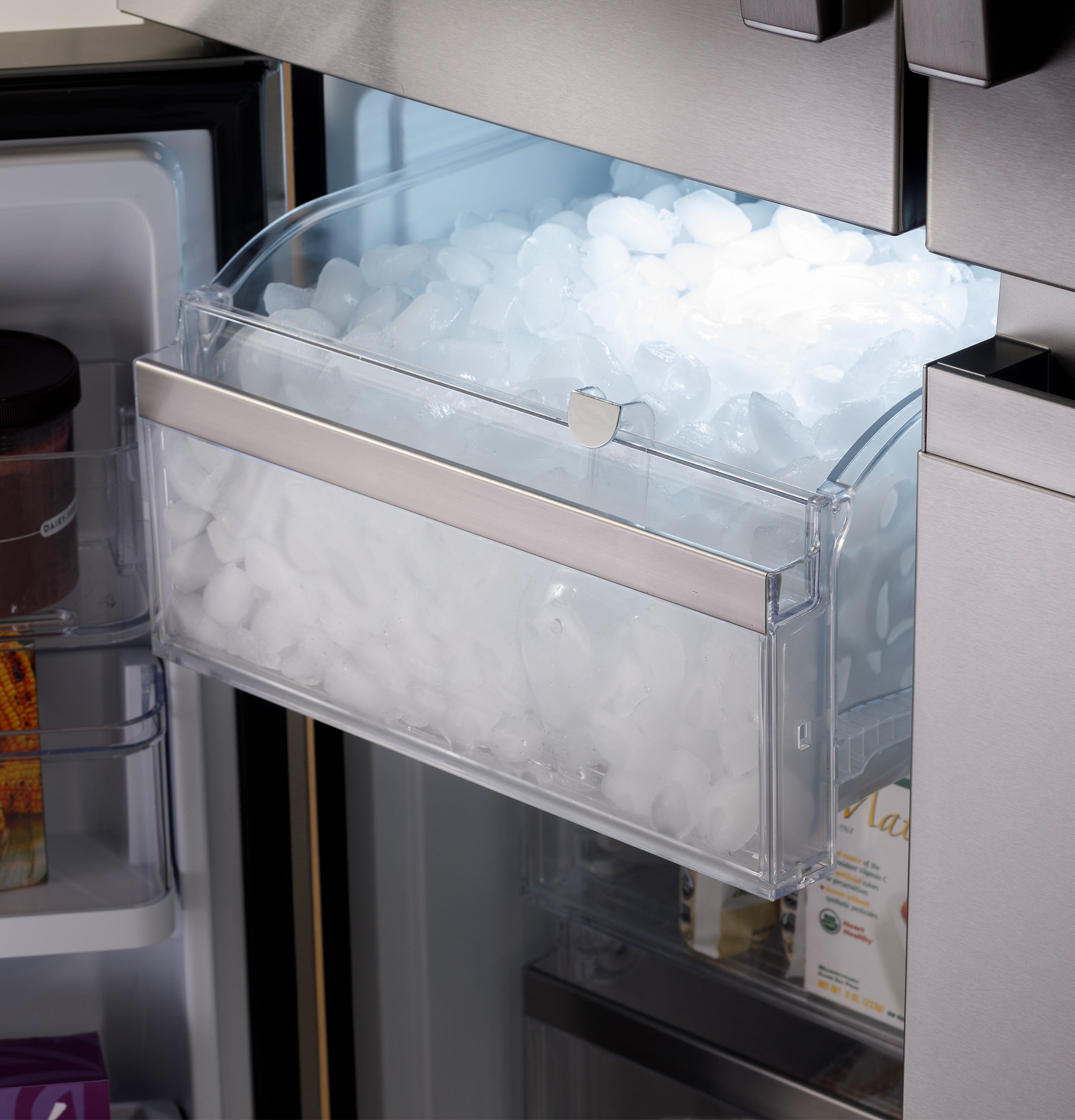 GE PROFILE FINGREPRINT RESISTANT STAINLESS STEEL 28.4CU QUAD DOOR REFRIGERATOR - Pearl Silver - Refrigerators - Additional View 25