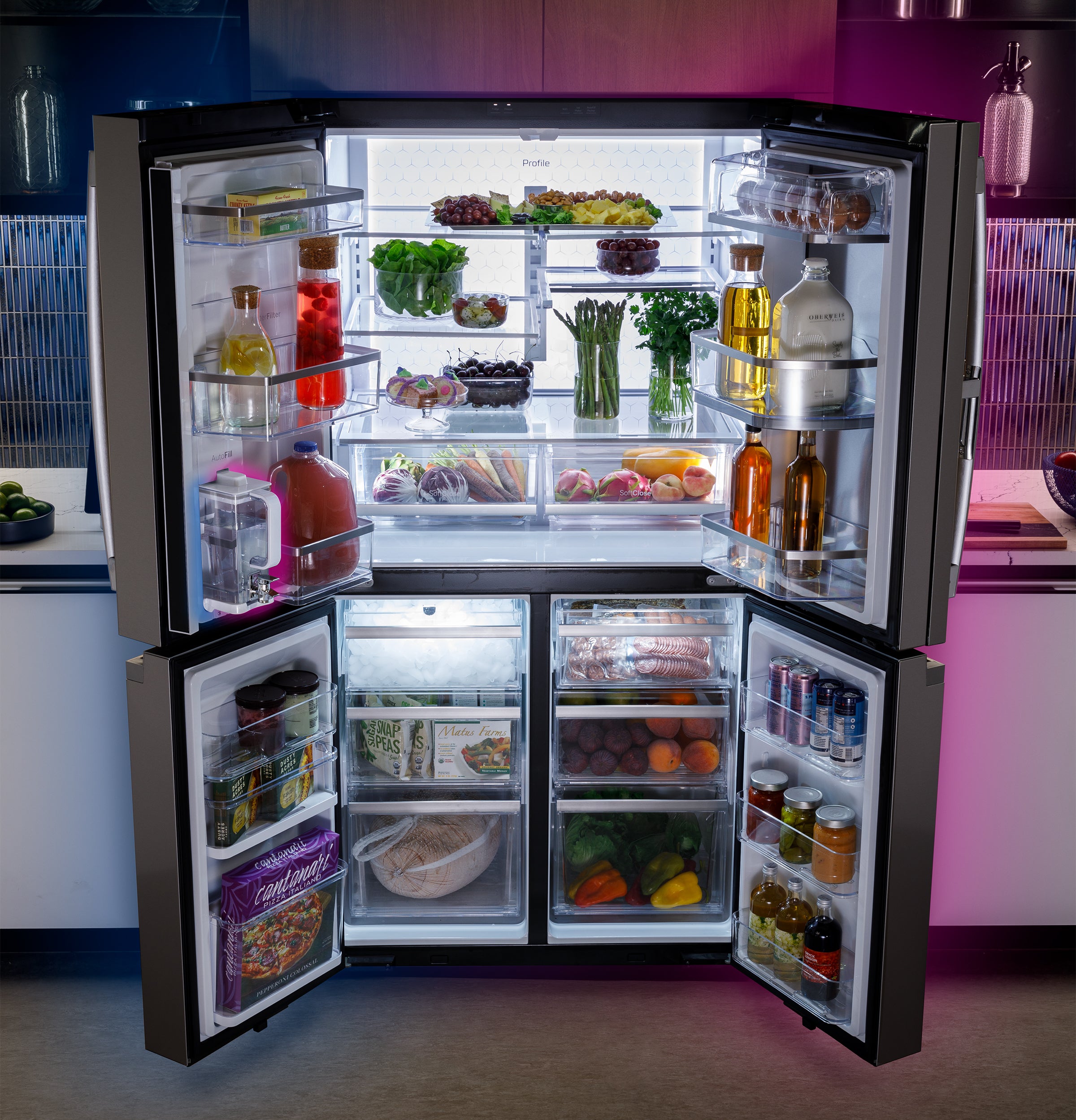 GE PROFILE FINGREPRINT RESISTANT STAINLESS STEEL 28.4CU QUAD DOOR REFRIGERATOR - Pearl Silver - Refrigerators - Additional View 26
