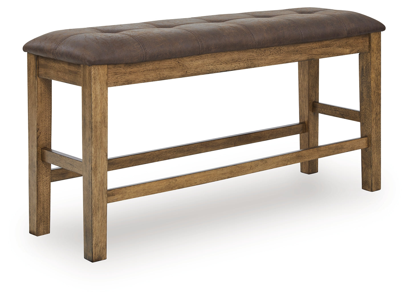 Ashley Furniture - BROXTYN COUNTER HEIGHT BENCH - Light Brown Wood|Faux Leather - Benches