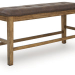 Ashley Furniture - BROXTYN COUNTER HEIGHT BENCH - Light Brown Wood|Faux Leather - Benches