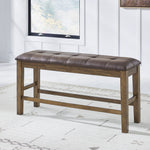 Ashley Furniture - BROXTYN COUNTER HEIGHT BENCH - Light Brown Wood|Faux Leather - Benches - Additional View 1