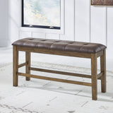 Ashley Furniture - BROXTYN COUNTER HEIGHT BENCH - Light Brown Wood|Faux Leather - Benches - Additional View 1