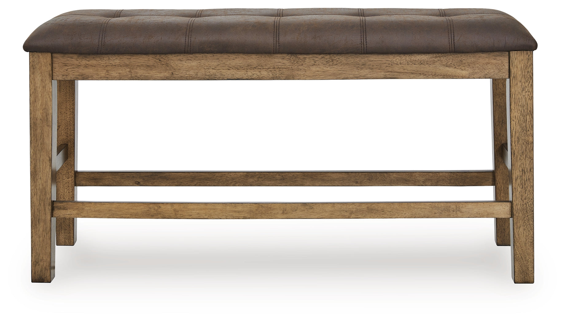 Ashley Furniture - BROXTYN COUNTER HEIGHT BENCH - Light Brown Wood|Faux Leather - Benches - Additional View 2