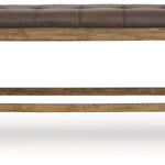Ashley Furniture - BROXTYN COUNTER HEIGHT BENCH - Light Brown Wood|Faux Leather - Benches - Additional View 2